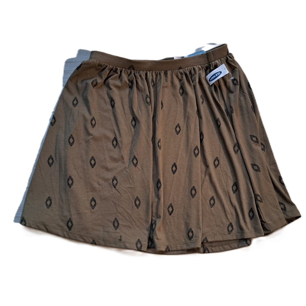 Old Navy Brown Diamond Ikat Print Mini Skirt Stretch Jersey Knit Size Small